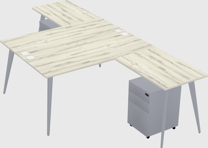 Shared l-shaped office desk system