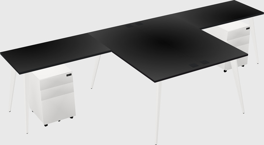Shared l-shaped office desk system