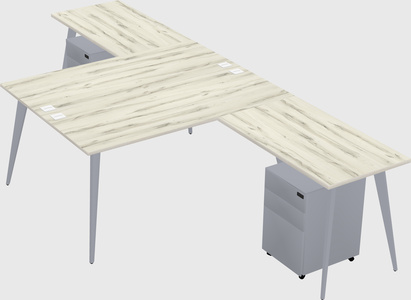 Shared l-shaped office desk system