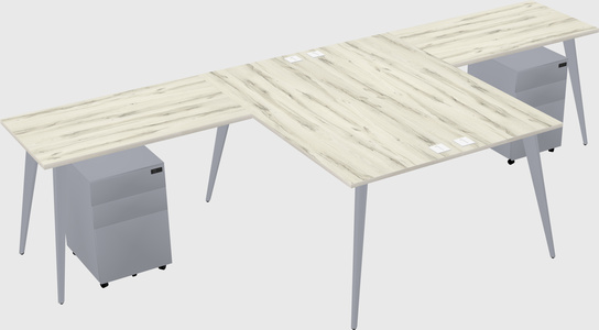 Shared l-shaped office desk system