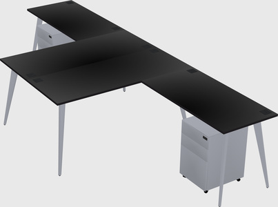 Shared l-shaped office desk system