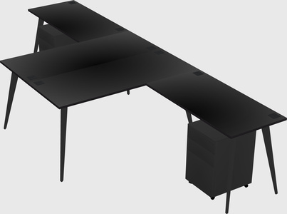 Shared l-shaped office desk system