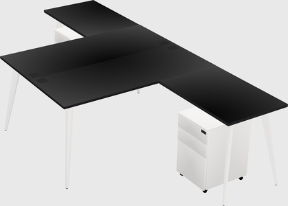 Shared l-shaped office desk system