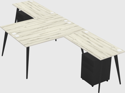 Shared l-shaped office desk system