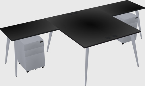 Shared l-shaped office desk system