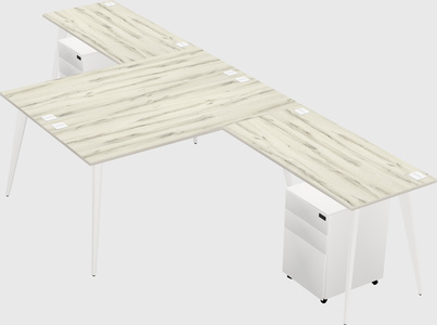 Shared l-shaped office desk system