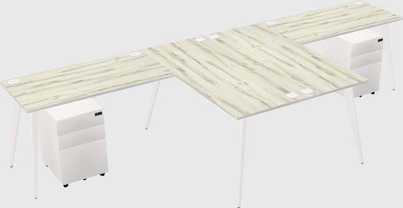 Shared l-shaped office desk system