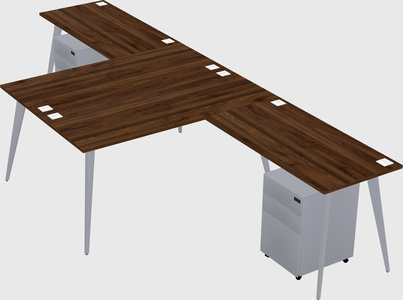 Shared l-shaped office desk system