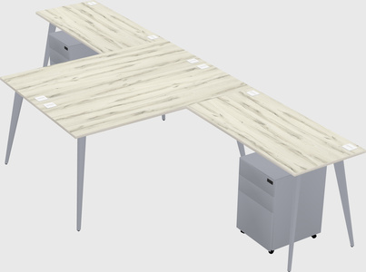 Shared l-shaped office desk system
