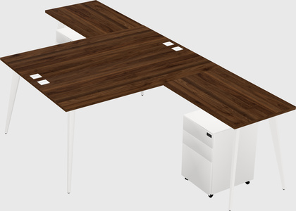Shared l-shaped office desk system
