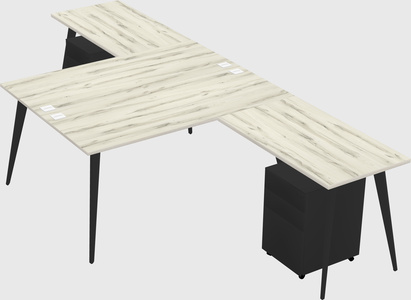 Shared l-shaped office desk system
