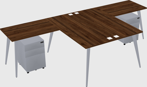 Shared l-shaped office desk system