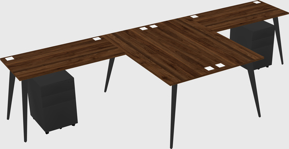 Shared l-shaped office desk system