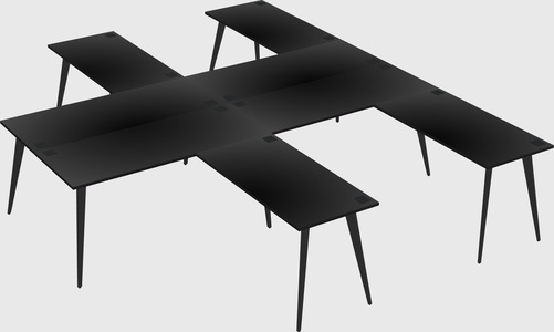 Shared l-shaped office desk system