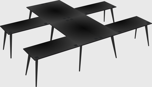 Shared l-shaped office desk system