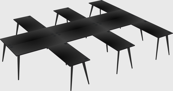 Shared l-shaped office desk system