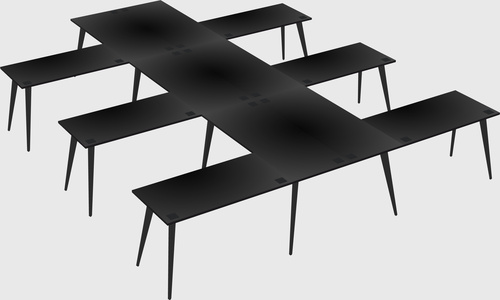 Shared l-shaped office desk system