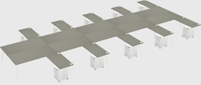 Shared l-shaped office desk system