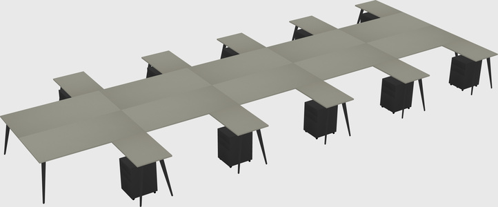 Shared l-shaped office desk system