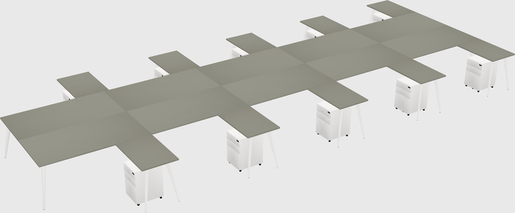 Shared l-shaped office desk system
