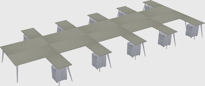 Shared l-shaped office desk system