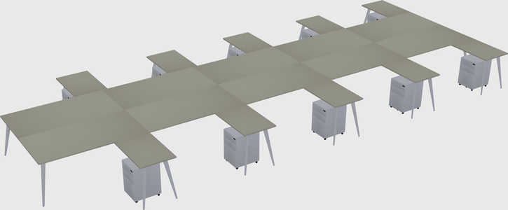 Shared l-shaped office desk system