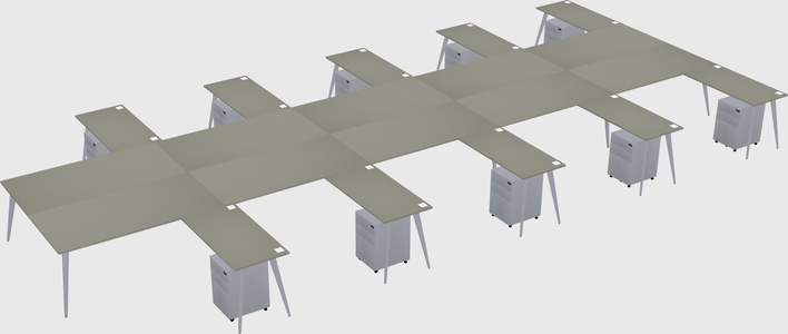 Shared l-shaped office desk system