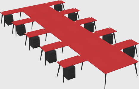 Shared l-shaped office desk system