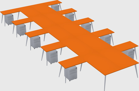 Shared l-shaped office desk system