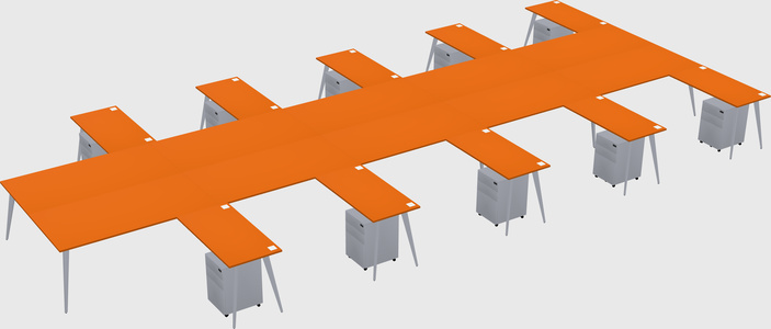 Shared l-shaped office desk system