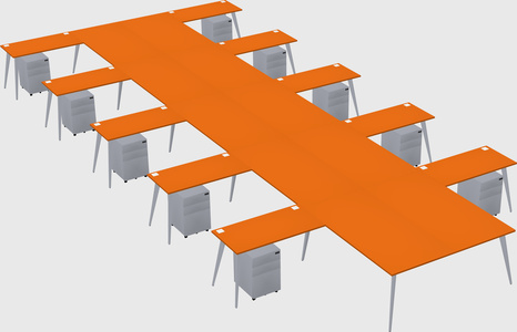 Shared l-shaped office desk system