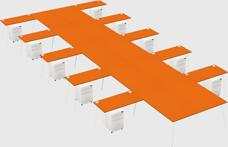 Shared l-shaped office desk system