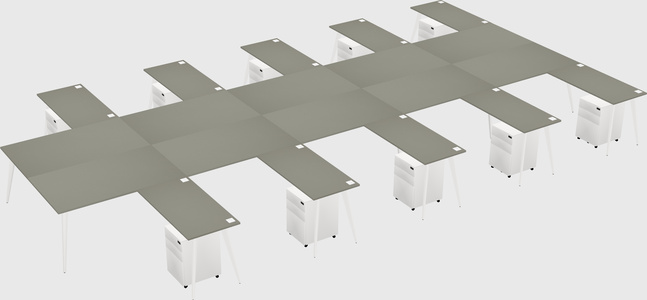Shared l-shaped office desk system