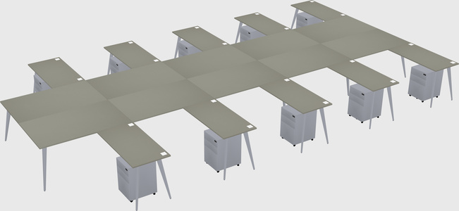 Shared l-shaped office desk system