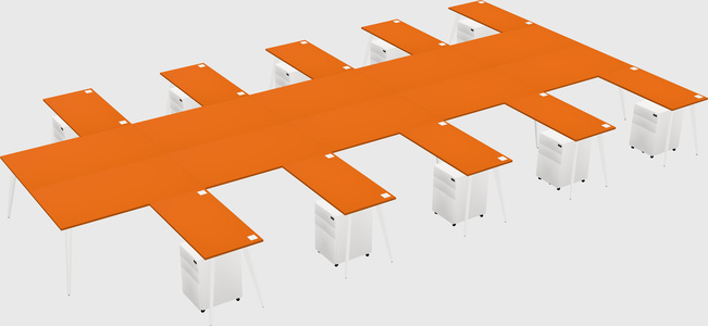 Shared l-shaped office desk system