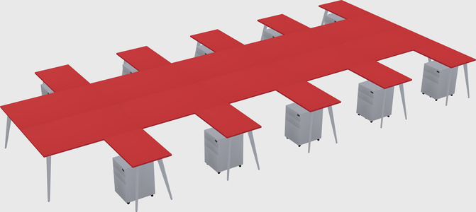 Shared l-shaped office desk system