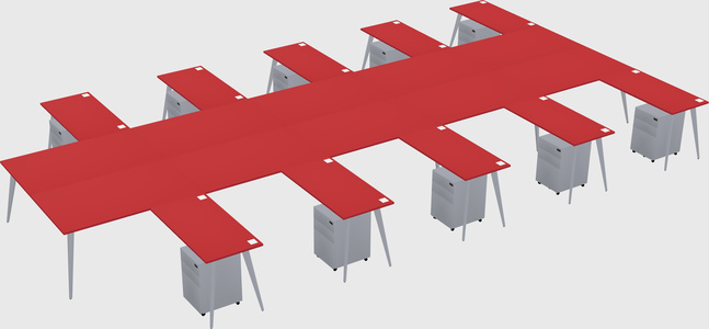 Shared l-shaped office desk system