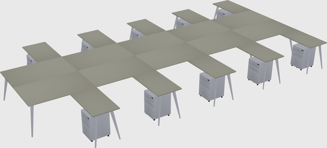 Shared l-shaped office desk system