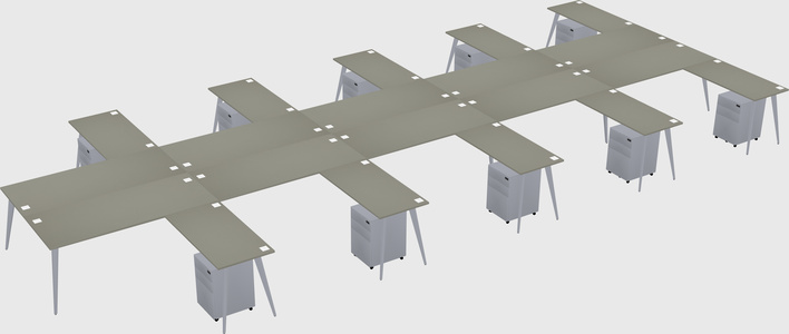 Shared l-shaped office desk system