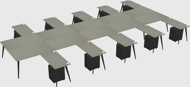 Shared l-shaped office desk system