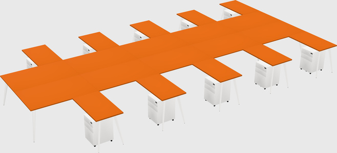 Shared l-shaped office desk system
