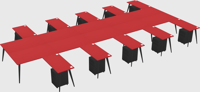 Shared l-shaped office desk system
