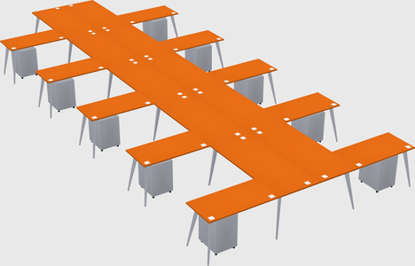 Shared l-shaped office desk system