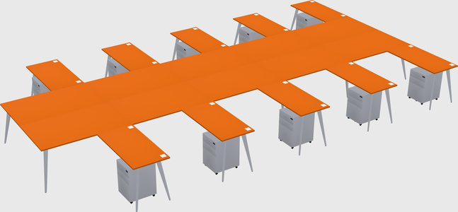 Shared l-shaped office desk system