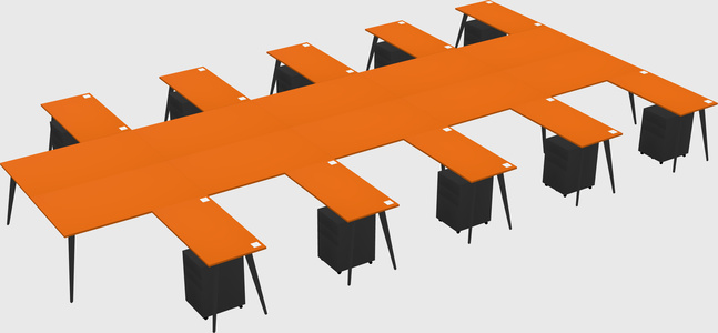 Shared l-shaped office desk system