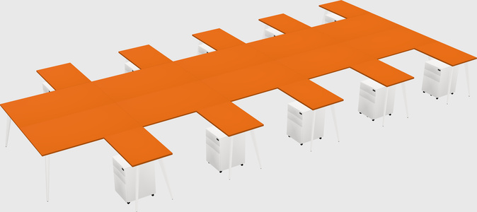 Shared l-shaped office desk system