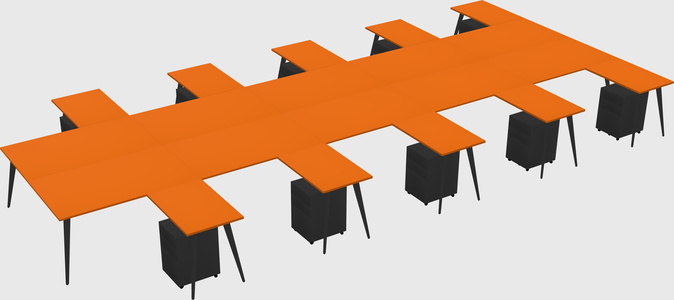 Shared l-shaped office desk system