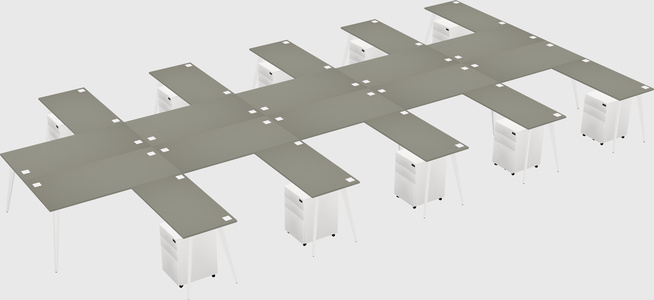 Shared l-shaped office desk system
