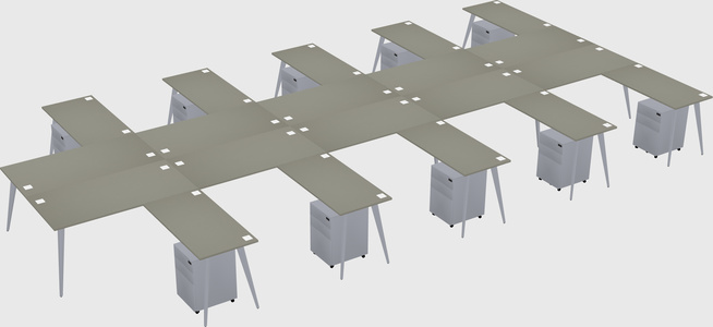 Shared l-shaped office desk system
