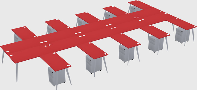 Shared l-shaped office desk system